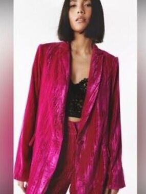 Nasty Gal Fuchsia Shimmer Blazer Jacket